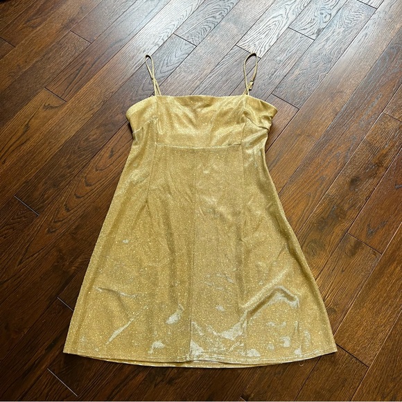 Gold Sparkle Mini Dress - Picture 1 of 5